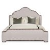Elegant Upholstered Bed with Nailhead Trim and Shaped Headboard