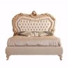 Classic Carved Luxury Upholstered Bed Frame with Ornate Headboard