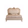 Classic Carved Luxury Upholstered Bed Frame with Ornate Headboard
