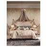 Classic Carved Luxury Upholstered Bed Frame with Ornate Headboard