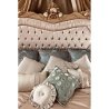 Classic Carved Luxury Upholstered Bed Frame with Ornate Headboard