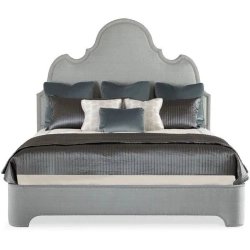 Elegant Upholstered Bed Frame with Sculpted Headboard
