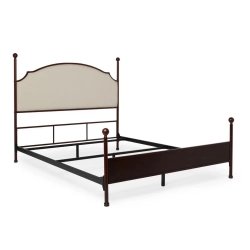 Classic Traditional Upholstered Headboard Queen Bed with Metal Frame