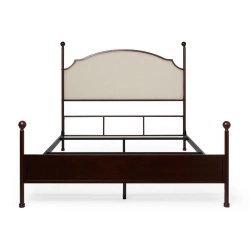 Classic Traditional Upholstered Headboard Queen Bed with Metal Frame