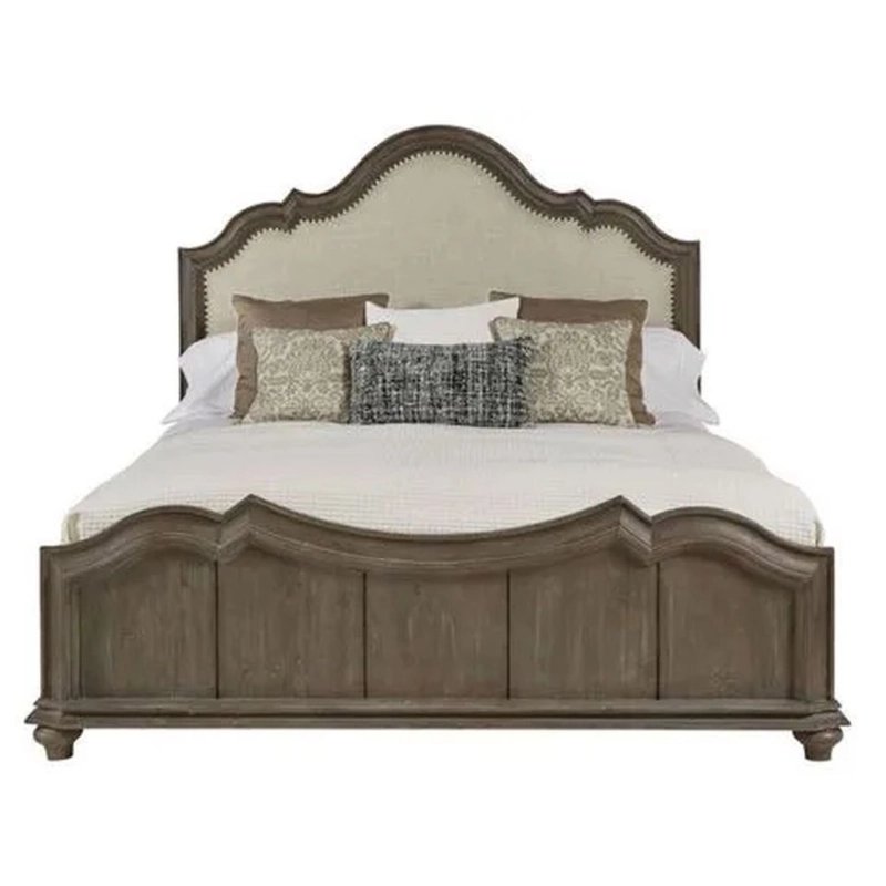 Classic Traditional Wood Bed Frame with Upholstered Headboard Classic Traditional Wood Bed Frame with Upholstered Headboard