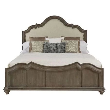 Classic Traditional Wood Bed Frame with Upholstered Headboard