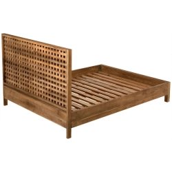 Solid Wood Bed Frame with Lattice Headboard