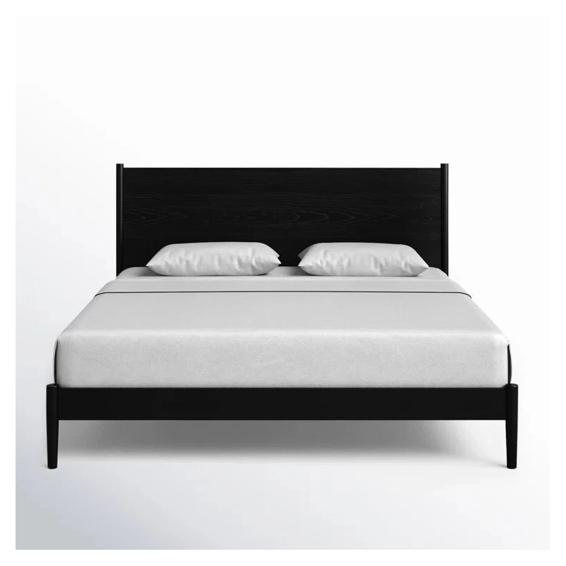 Minimalist Modern Black Wood Bed Frame with Headboard Minimalist Modern Black Wood Bed Frame with Headboard