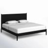 Minimalist Modern Black Wood Bed Frame with Headboard