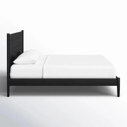 Minimalist Modern Black Wood Bed Frame with Headboard