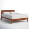 Solid Wood Mid-Century Modern Platform Bed Frame with Tapered Legs