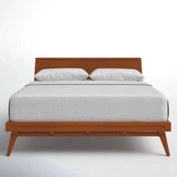 Solid Wood Mid-Century Modern Platform Bed Frame with Tapered Legs
