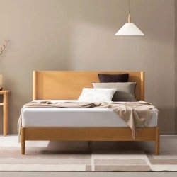 Solid Wood Minimalist Platform Bed Frame with Headboard