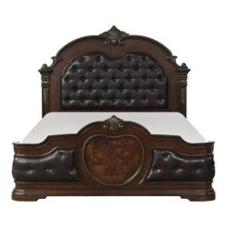Classic Ornate Tufted Upholstered Wooden Bed Frame