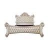 Classic Luxury Ivory Gold Upholstered Tufted Bed Frame