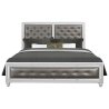 Elegant Tufted Upholstered Platform Bed Frame with Mirrored Trim