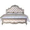 Classic Tufted Upholstered Bed with Ornate Frame