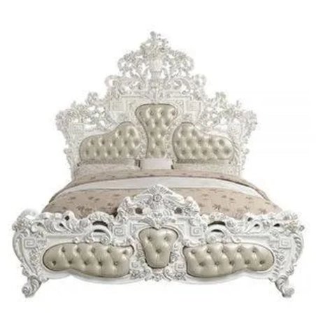 Ornate White Carved Luxury Classic Bed Frame