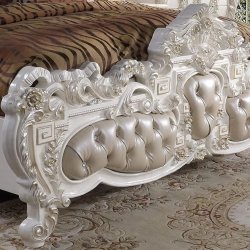 Ornate White Carved Luxury Classic Bed Frame