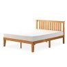 Solid Wood Bed Frame with Slatted Headboard and Mattress Support