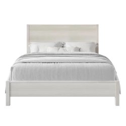 Modern Minimalist White Wash Wooden Bed Frame