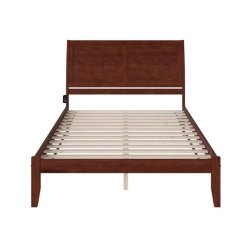 Solid Wood Bed Frame Durable Slatted Base Brown Finish