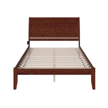 Solid Wood Bed Frame Durable Slatted Base Brown Finish