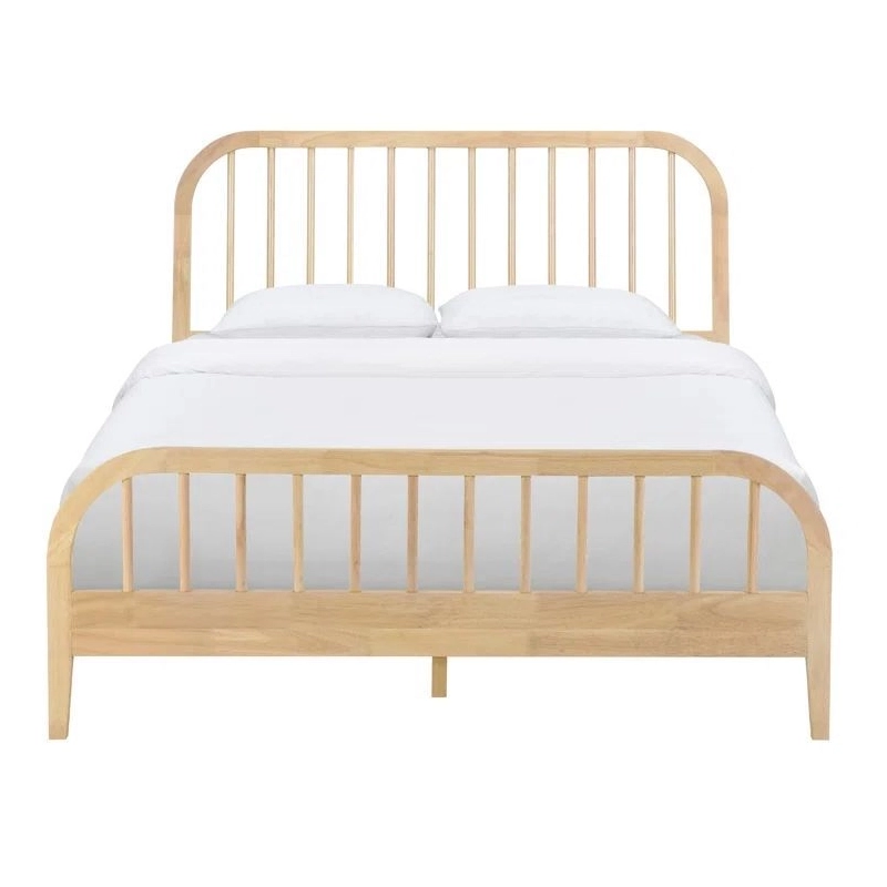 Natural Wood Spindle Bed Frame Minimalist Modern Design Natural Wood Spindle Bed Frame Minimalist Modern Design