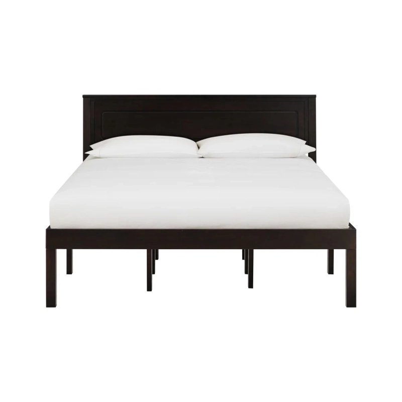 Modern Minimalist Wood Bed Frame Dark Brown Finish Modern Minimalist Wood Bed Frame Dark Brown Finish
