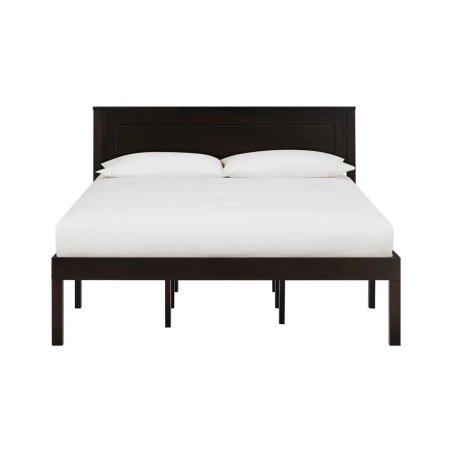 Modern Minimalist Wood Bed Frame Dark Brown Finish