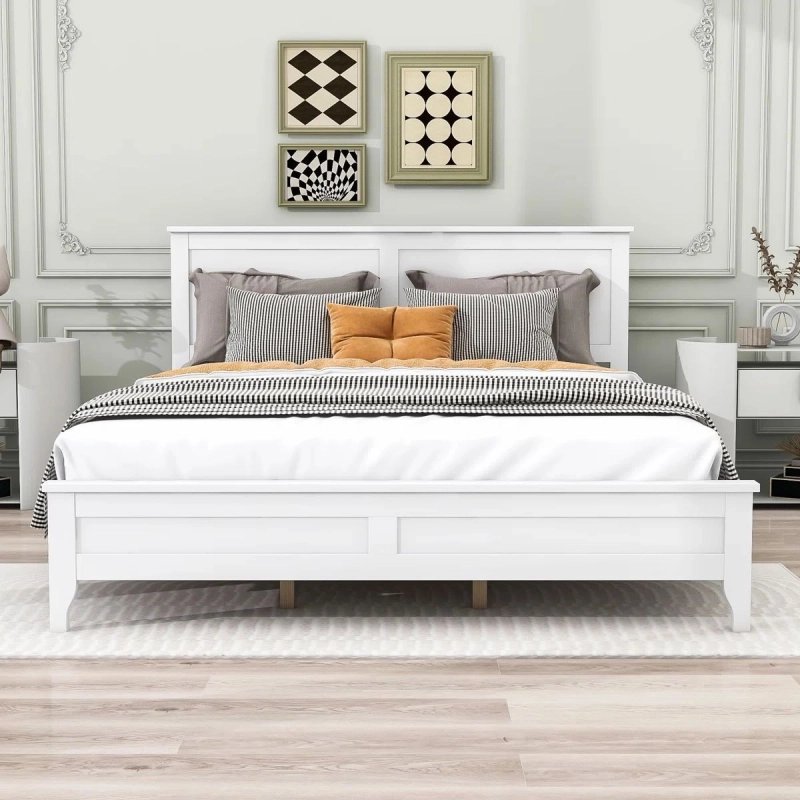 Stylish White Wooden Bed Frame Queen Size Stylish White Wooden Bed Frame Queen Size