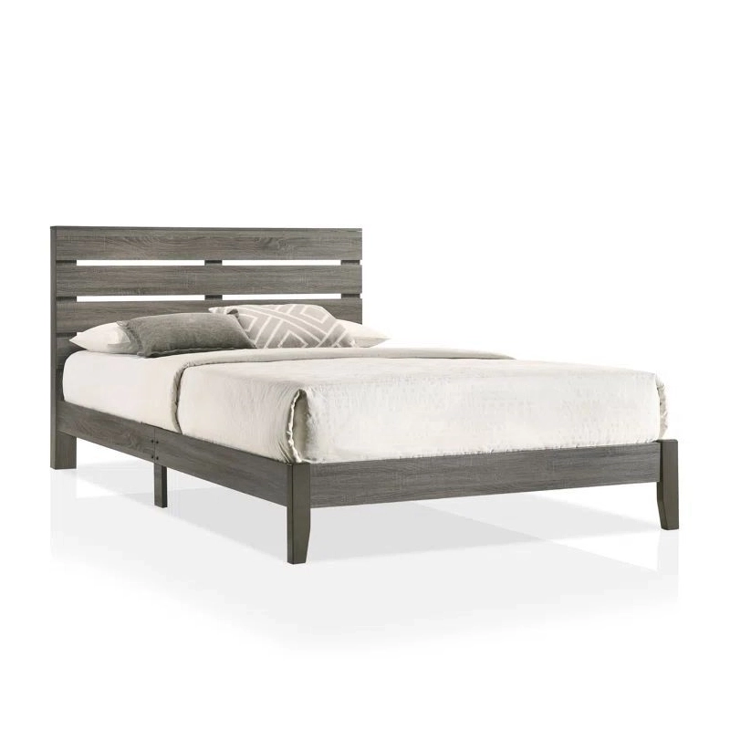 Minimalist Modern Grey Wood Platform Bed Frame with Headboard Minimalist Modern Grey Wood Platform Bed Frame with Headboard