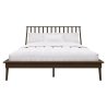 Solid Wood Platform Bed Frame with Slatted Headboard, Mid-Century Modern Style, Dark Walnut Finish