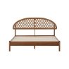 Elegant Brown Wood Bed Frame with Lattice Headboard Queen Size