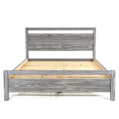 Rustic Grey Wash Solid Wood Platform Bed Frame Queen Size