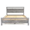 Rustic Grey Wash Solid Wood Platform Bed Frame Queen Size