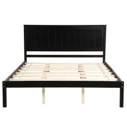 Minimalist Modern Black Wood Bed Frame Sturdy Support