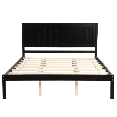 Minimalist Modern Black Wood Bed Frame Sturdy Support