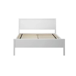 White Modern Minimalist Wood and Metal Bed Frame for Bedroom