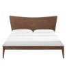 Modern Sculpted Brown Wood Bed Frame