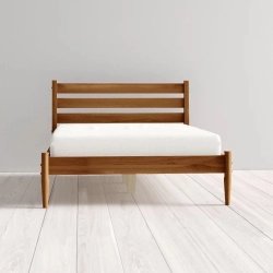Solid Wood Bed Frame Minimalist Slat Headboard Quality Bedroom Furniture