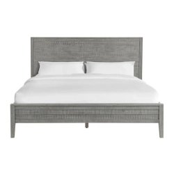 Rustic Grey Wooden Bed Frame for Bedroom