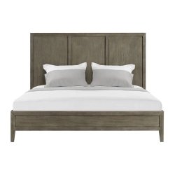Modern Solid Wood Bed Frame with Panelled Headboard