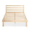 Natural Wood Minimalist Platform Bed Frame with Headboard