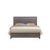 Modern Minimalist Wood Bed Frame with Slat Headboard
