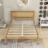 Minimalist Modern Natural Wood Platform Bed Frame with Headboard