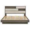 Modern Two-Tone Wood Platform Bed Frame with Integrated Storage Headboard