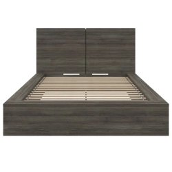 Contemporary Minimalist Wood Bed Frame Dark Grey Finish