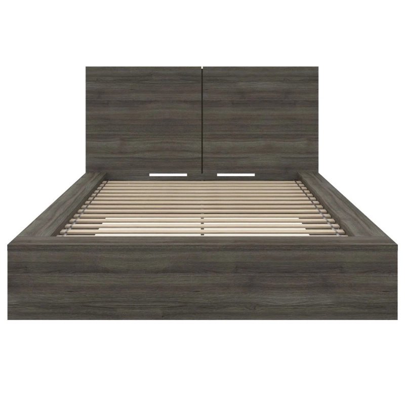 Contemporary Minimalist Wood Bed Frame Dark Grey Finish Contemporary Minimalist Wood Bed Frame Dark Grey Finish