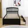 Elegant Dark Brown Wooden Bed Frame with Integrated Storage Drawers